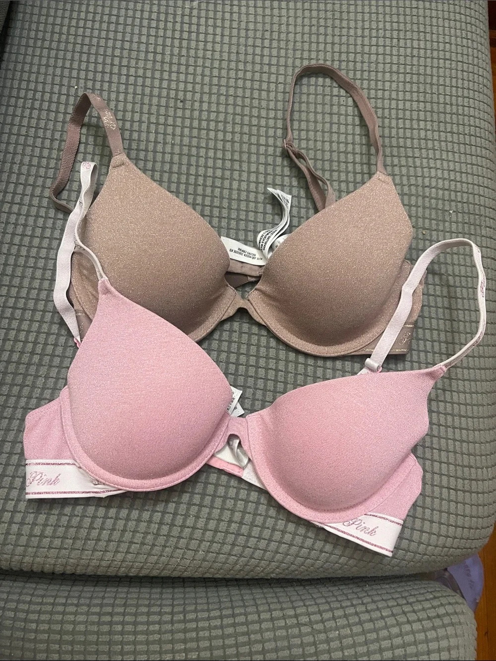 Pink by Victoria Secret Pink & taupe Lightly Padded Bras  32B